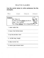 English Worksheet: relative clauses