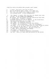 English Worksheet: Put the verb in brackets into present  , past tenses