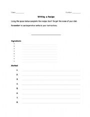 English Worksheet: Writing a recipe
