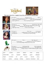 English Worksheet: Tangled movie character profiles