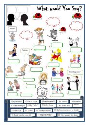 English Worksheet: What would you say?  Mini dialogues 