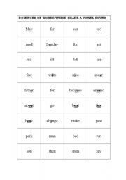 English worksheet: Words to match according to vowel sounds