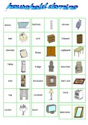 English Worksheet:  house hold domino