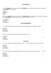 English worksheet: TEST ON FALSE COGNATE WORDS, CONFUSING WORDS, PREFIX, SUFIX