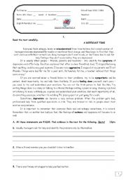 English Worksheet: test on teenage depression