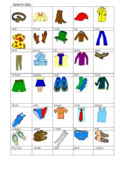 English Worksheet:                    rember the clothes
