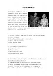 English Worksheet: Reading Comprehension - Royal Wedding