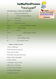 English Worksheet: May/Can/Plural/Pronouns