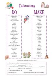 English Worksheet: Collocations with Do and Make