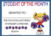 English Worksheet: STUDENT OF THE MONTH AWARD