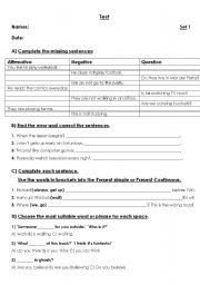 English Worksheet: present simple vs present continuos