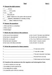 English Worksheet: test of simple past