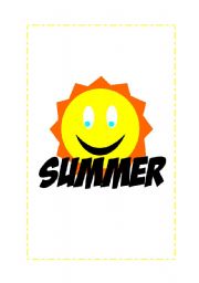 English Worksheet: Summer activities Cards.7 flashcards included.Great end of the year vocabulary