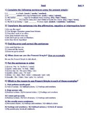 English Worksheet: test present simple