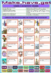 English Worksheet: Causative verbs-make-have-get