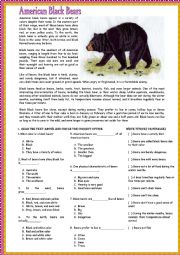 English Worksheet: Reading-american black bears