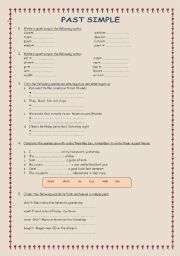 English Worksheet: SIMPLE PAST EXERCISES