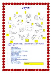 English Worksheet: FRUIT