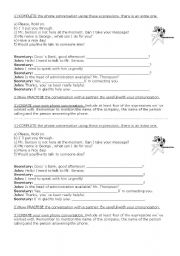 English Worksheet: Phone conversation 