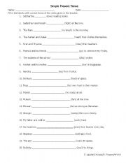 English Worksheet: Simple present tense
