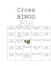 English Worksheet: What do you like? BINGO