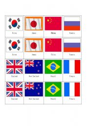 English Worksheet: National flags 3 pages