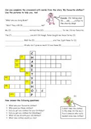 English worksheet: Clothes crossword