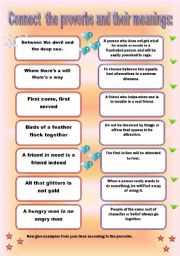 Speaking activity based on proverbs.