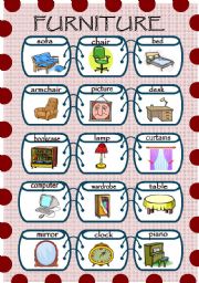 English Worksheet: furniture pictionary