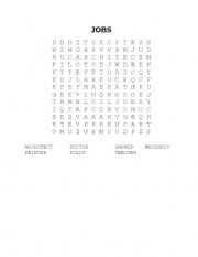 English worksheet: JOBS WORD SEARCH