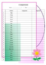 English Worksheet: Worksheet: Comparatives, Superlatives (Adjectives for comparison)