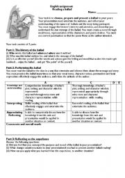 English Worksheet: Read a ballad task