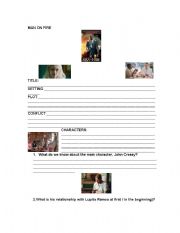 English Worksheet: MAN ON FIRE 