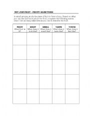 English Worksheet: Fruit matrix to describe the senses