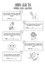 English Worksheet: Animals - Riddles