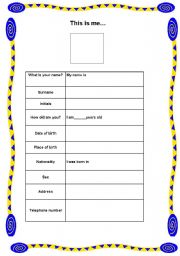 English worksheet: Personal ID card