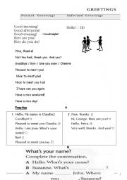 English Worksheet: Greetings