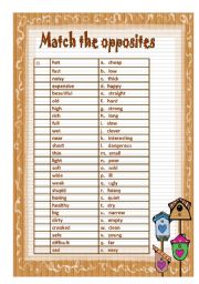 English Worksheet: Match the Opposites