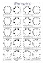 English Worksheet: what time is it?