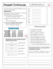 English Worksheet: Present Continuous