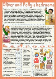 English Worksheet: Oliver and Pollys bedrooms