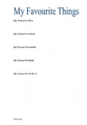 English worksheet: My favouite things