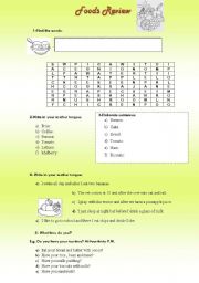 English worksheet: Foods Review