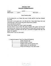 English Worksheet: Readin comprehension