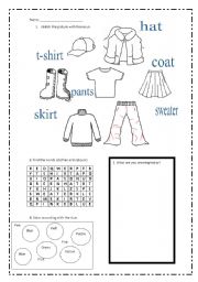 English Worksheet: Clothes and colours