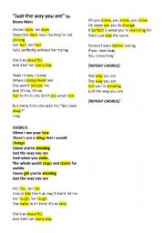English Worksheet: Just the way you are by Bruno Mars
