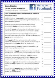 English Worksheet: Tenses (30 marks): Facebook accused of eroding privacy. Facial recognition technology activated in Europe without the knowledge of its users