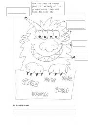 English Worksheet: Monster body parts activities