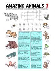 English Worksheet: Can & Can`t fill-in blanks, Matching Quiz, Crossword Puzzle, Word Search