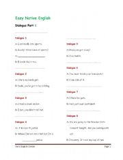 English worksheet: Easy Native English Dialogue